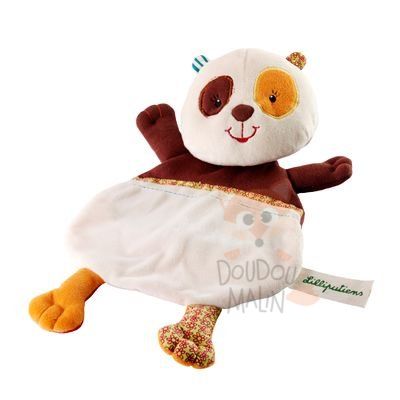  marionnette clara panda ecodoux crème marron orange vert 